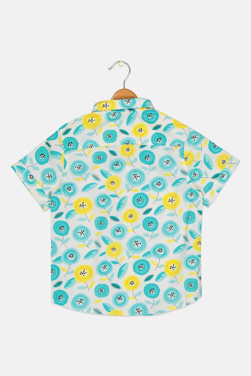 JACK & JONES Kids Boy Spread Collar Short Sleeve Allover Print Casual Shirt, Multicolor - Image 3