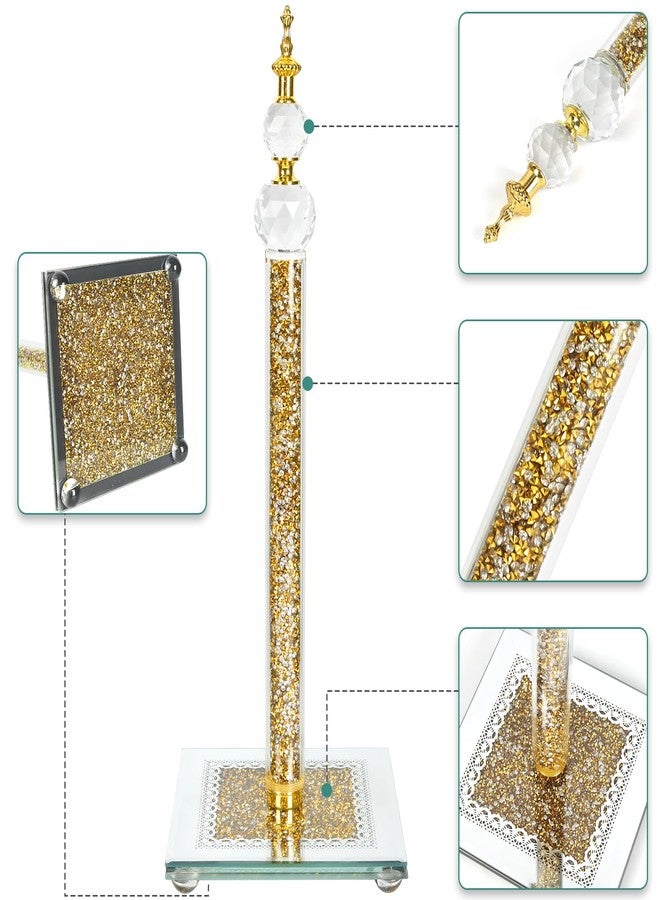 Ulable Bling Paper Towel Holder Stand with Square Base, Paper Filled with Countertop, Crystal Paper Towel Holder, Crystal Crushed Diamond Home Decor for Bathroom, Kitchen and Home (Gold) - Image 2