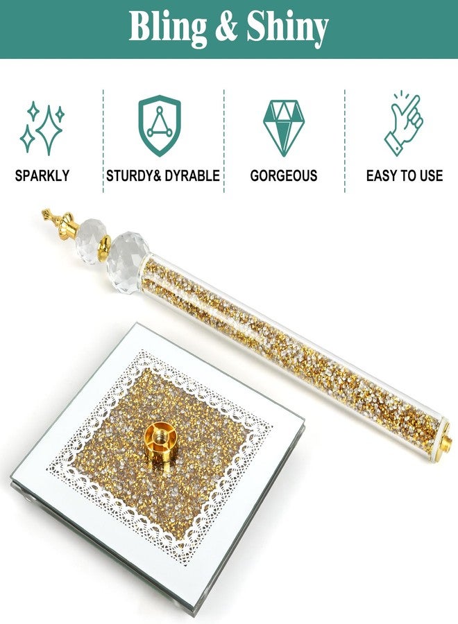Ulable Bling Paper Towel Holder Stand with Square Base, Paper Filled with Countertop, Crystal Paper Towel Holder, Crystal Crushed Diamond Home Decor for Bathroom, Kitchen and Home (Gold) - Image 5
