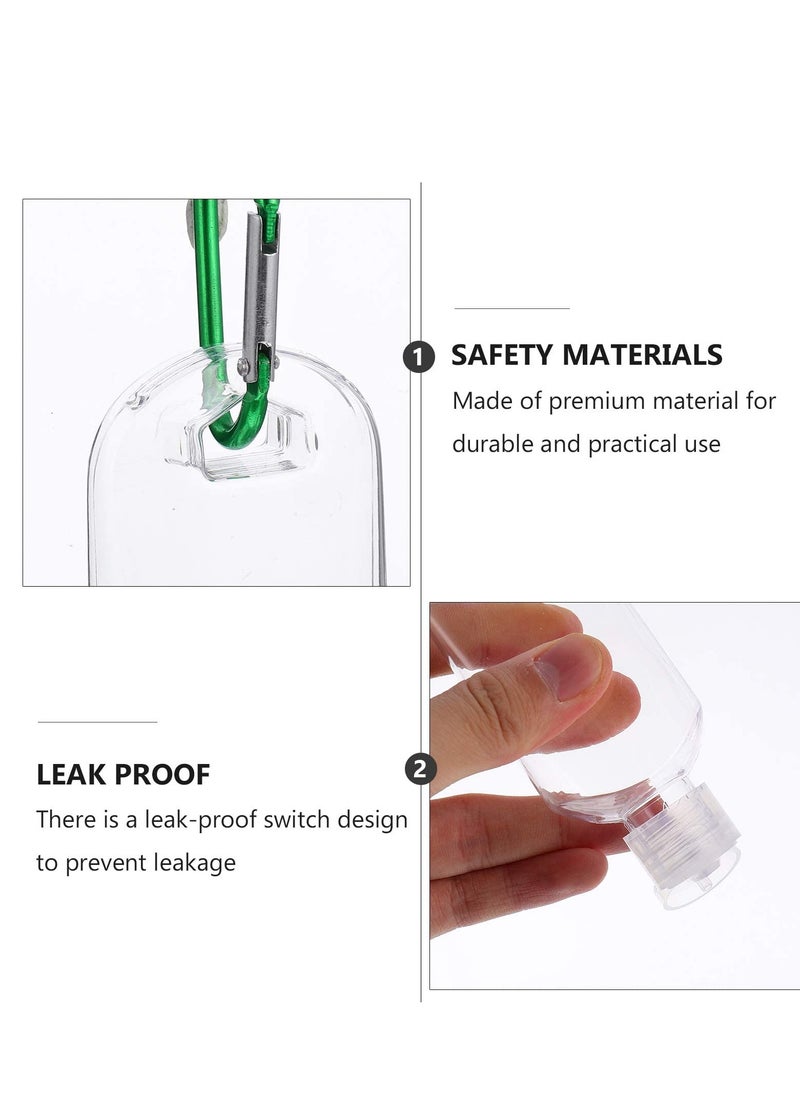SYOSI - Travel Bottles Keychain 10 PCS 50ml Empty Refillable Plastic Bottle with Carabiner Portable Clear Squeeze Container Leak Proof Bottles for for Hand Sanitizer Conditioner Body Wash Liquid - Image 1