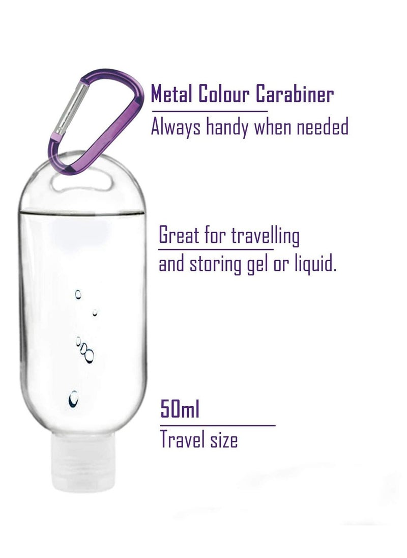 SYOSI - Travel Bottles Keychain 10 PCS 50ml Empty Refillable Plastic Bottle with Carabiner Portable Clear Squeeze Container Leak Proof Bottles for for Hand Sanitizer Conditioner Body Wash Liquid - Image 1