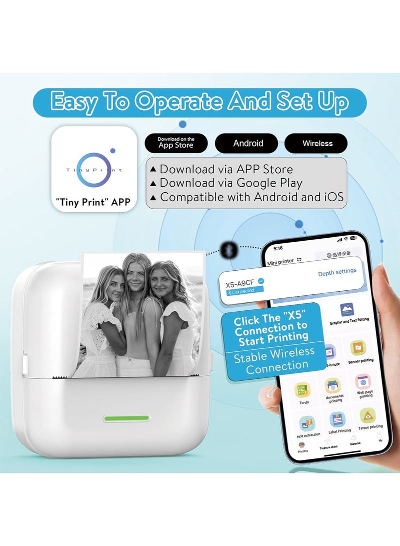 HaDoii Mini Pocket Bluetooth Printer – Portable Thermal Printer for Journaling, DIY Scrapbooking, Travel Records, Notes, Lists, Labels & Memos; Also a Receipt Printer, Ideal Gift for Children, Women & Kids for Christmas, Compatible with iOS & Android ﻿ - Image 5