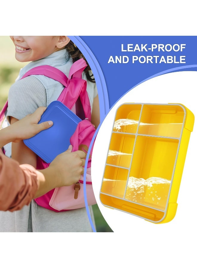 SHEIDLIN صندوق بينتو، صندوق غداء للاطفال والمدرسة مع مقصورات بينتو مانع للتسرب للبنات والاولاد وجبات خفيفة مثالي للمدرسة والحضانة والرحلات، 1330 مل (أزرق) - Image 4