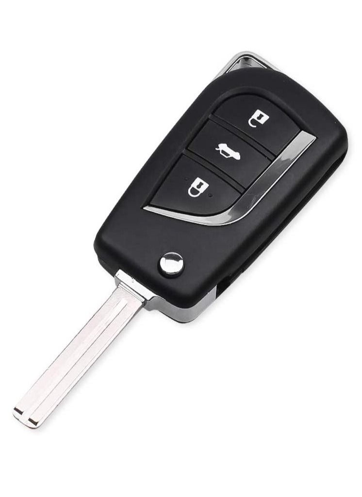 Rubik - 3 Buttons Replacement Uncut Keyless Entry Remote Flip Car Key FOB Shell Case for Toyota Prado RAV4 Vios hilux Yaris Levin Camry Reiz Highlander Corolla - Image 1