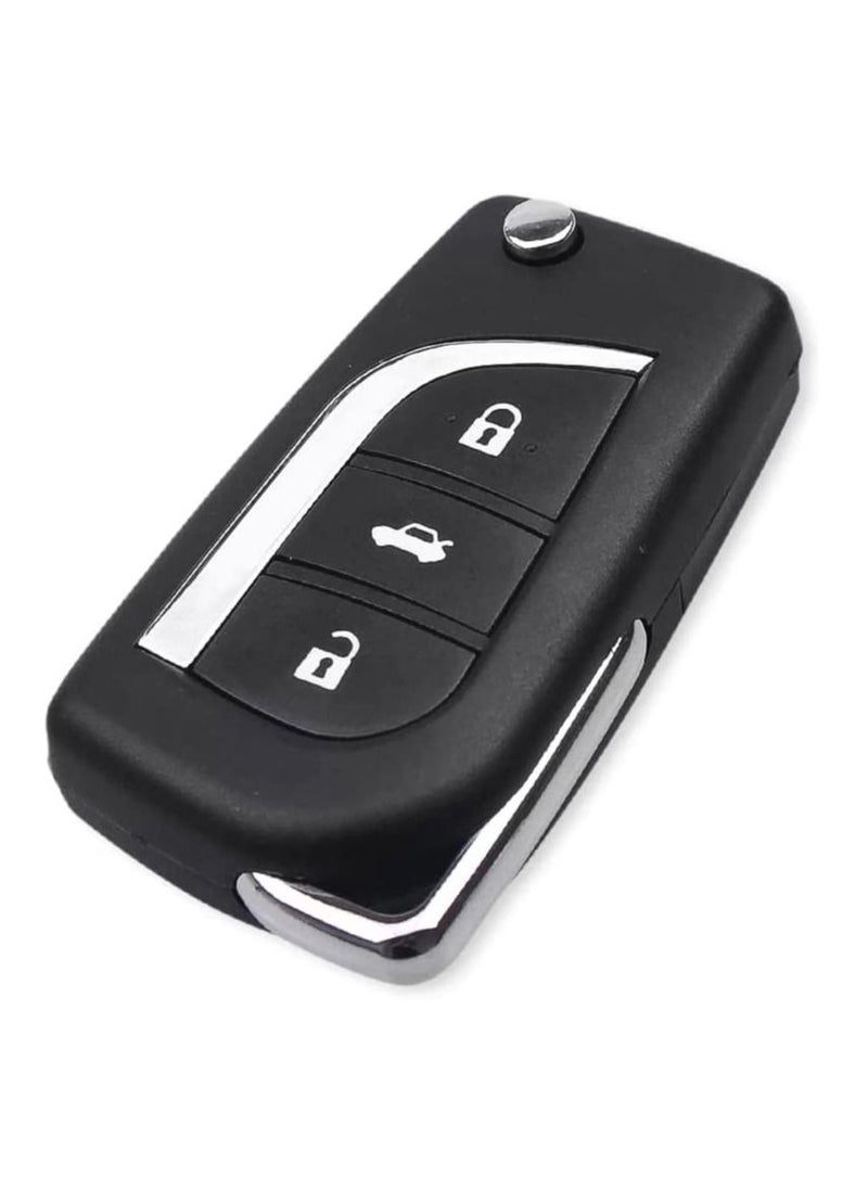 Rubik - 3 Buttons Replacement Uncut Keyless Entry Remote Flip Car Key FOB Shell Case for Toyota Prado RAV4 Vios hilux Yaris Levin Camry Reiz Highlander Corolla - Image 1