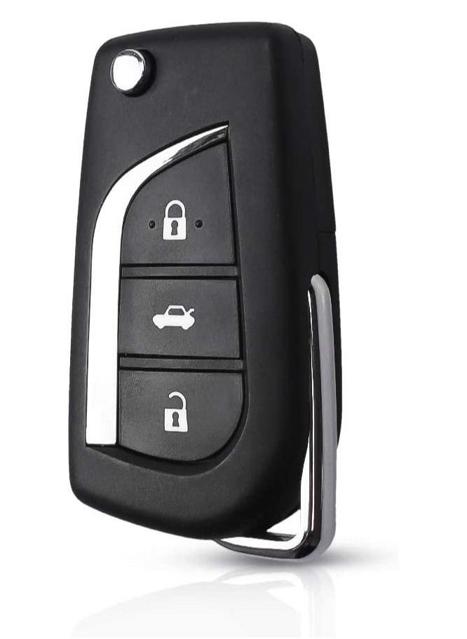 Rubik - 3 Buttons Replacement Uncut Keyless Entry Remote Flip Car Key FOB Shell Case for Toyota Prado RAV4 Vios hilux Yaris Levin Camry Reiz Highlander Corolla - Image 1