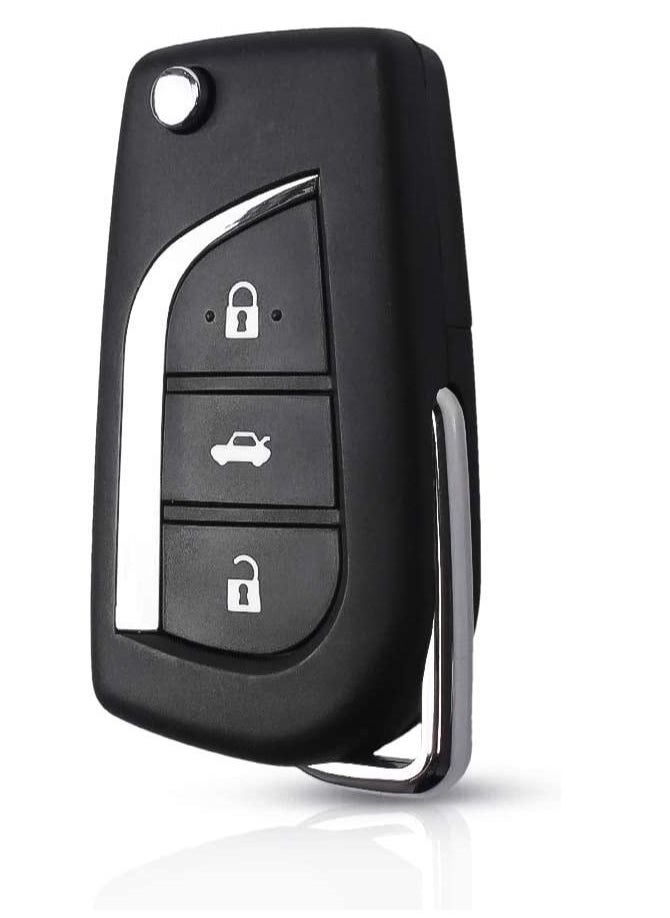 Rubik - 3 Buttons Replacement Uncut Keyless Entry Remote Flip Car Key FOB Shell Case for Toyota Prado RAV4 Vios hilux Yaris Levin Camry Reiz Highlander Corolla - Image 1