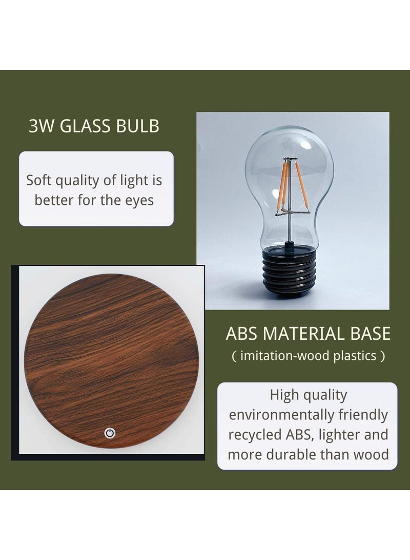 SOLARAE Floating Light Bulb Magnetic Levitating Lamp Modern Desk Light Floating LED Lamp Futuristic Night Light Levitation Lighting Decor Levitating Bulb Lamp for Home & Office Magnetic Levitating Display - Image 4