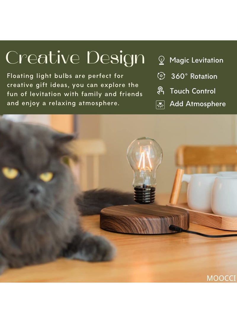 SOLARAE Floating Light Bulb Magnetic Levitating Lamp Modern Desk Light Floating LED Lamp Futuristic Night Light Levitation Lighting Decor Levitating Bulb Lamp for Home & Office Magnetic Levitating Display - Image 3