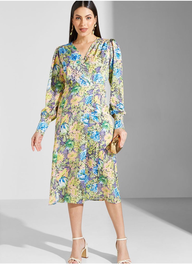 Hope & Ivy - Floral Printed Puff Sleeve Dress - Image 1