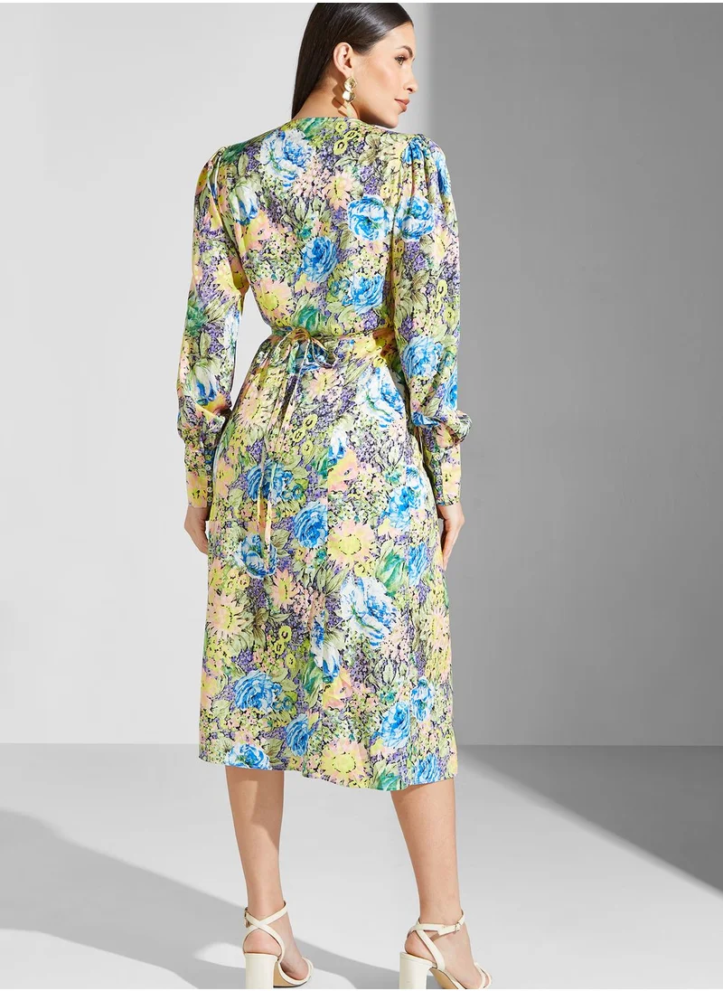 Hope & Ivy Floral Printed Puff Sleeve Dress