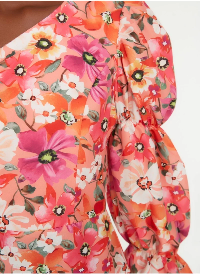 trendyol One Shoulder Floral Print Dress