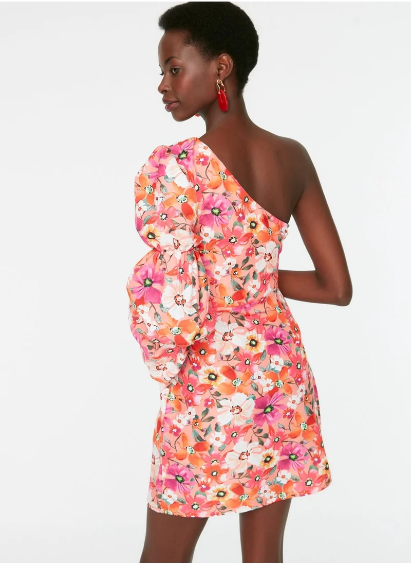 trendyol One Shoulder Floral Print Dress
