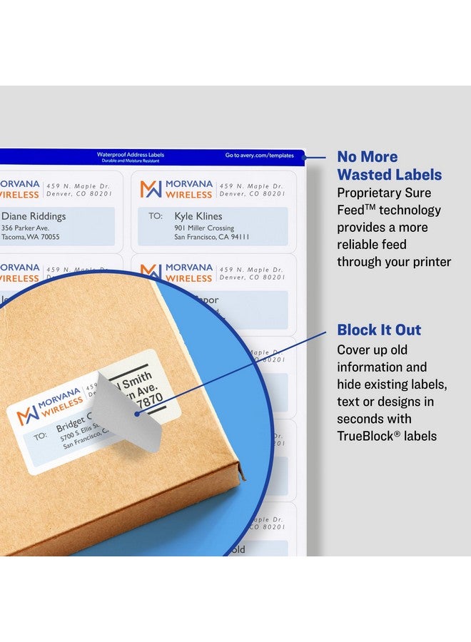 AVERY Printable Shipping Labels With Sure Feed, 2" X 4", White, 2700 Blank Mailing Labels (5963) - Image 2