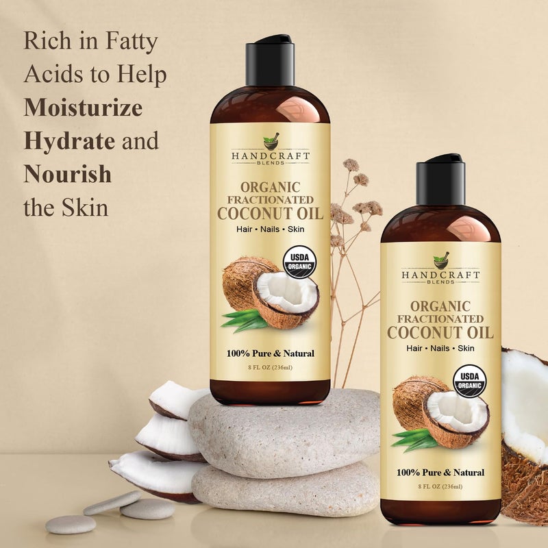 Handcraft Blends Organic Fractionated Coconut Oil - 8 Fl Oz - 100% Pure and Natural - Premium Grade Carrier Oil for Skin and Hair - Hair and Body - Massage - Image 3