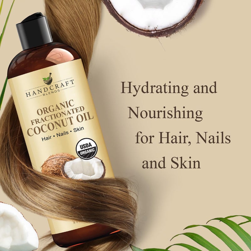 Handcraft Blends Organic Fractionated Coconut Oil - 8 Fl Oz - 100% Pure and Natural - Premium Grade Carrier Oil for Skin and Hair - Hair and Body - Massage - Image 5