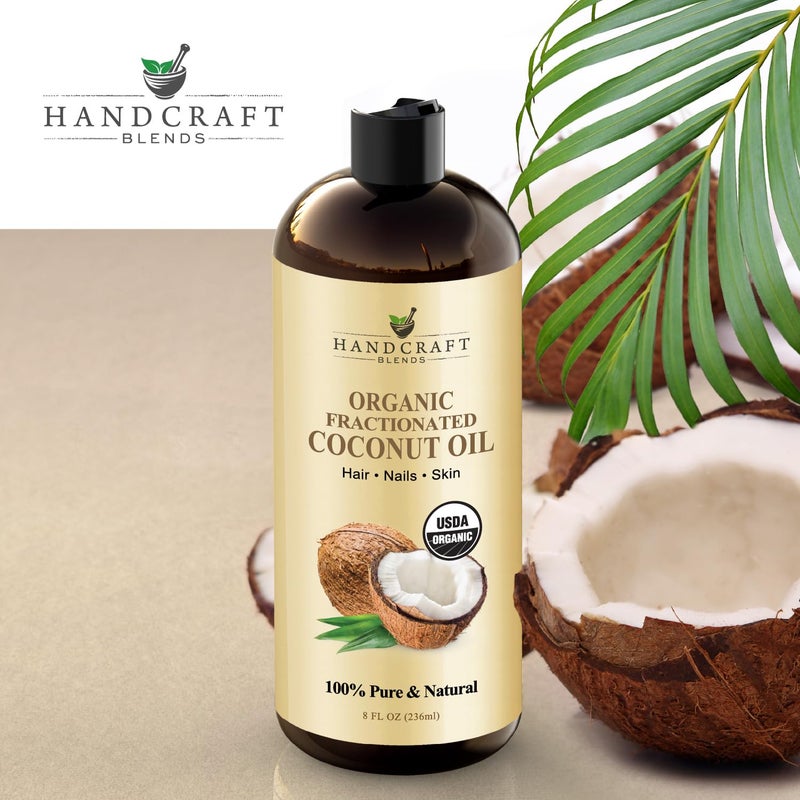 Handcraft Blends Organic Fractionated Coconut Oil - 8 Fl Oz - 100% Pure and Natural - Premium Grade Carrier Oil for Skin and Hair - Hair and Body - Massage - Image 2