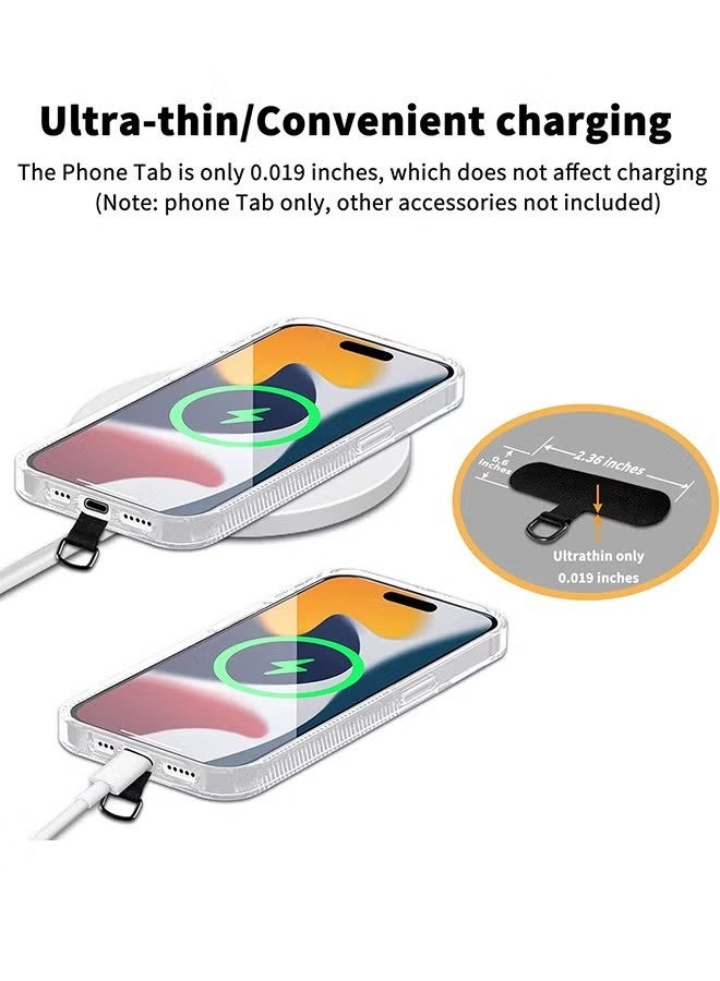 4PCS Phone Tether Tab for iPhone, Cell Phone Lanyard Patch, Phone Strap Replacement Part for All Full Phone Cases (Black) - Image 3