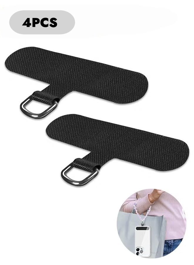 4PCS Phone Tether Tab for iPhone, Cell Phone Lanyard Patch, Phone Strap Replacement Part for All Full Phone Cases (Black) - Image 1