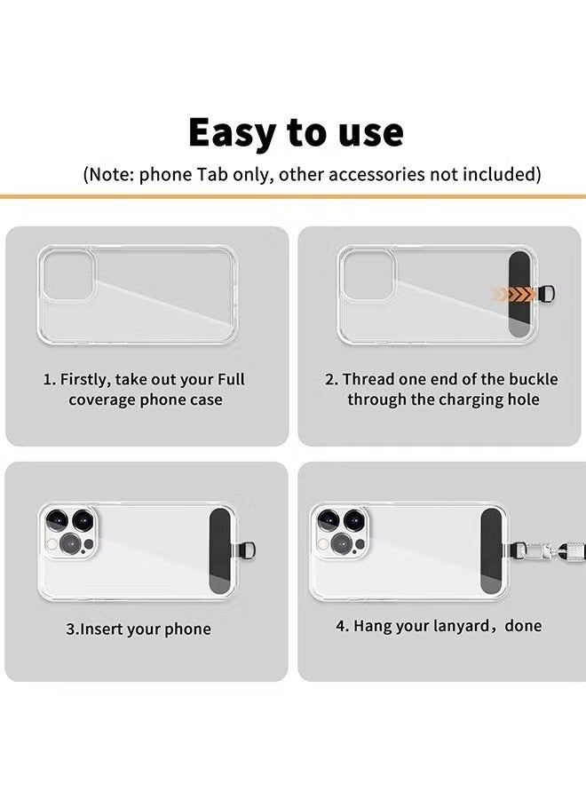 4PCS Phone Tether Tab for iPhone, Cell Phone Lanyard Patch, Phone Strap Replacement Part for All Full Phone Cases (Black) - Image 4