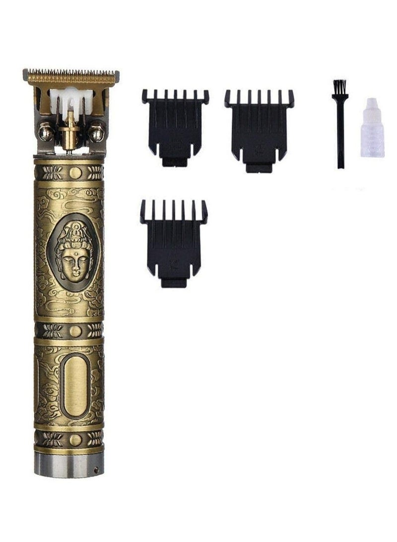 ELTRAZONE Trimmer For Men Buddha Style Trimmer, Professional Hair Clipper, Adjustable Blade Clipper, Hair Trimmer and Shaver For Men, Retro Oil Head Close Cut Precise hair Trimming Machine Metalic gold - Image 1