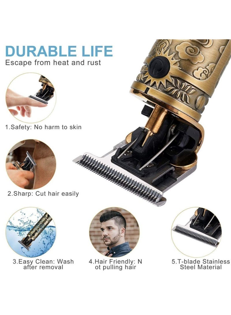 ELTRAZONE Trimmer For Men Buddha Style Trimmer, Professional Hair Clipper, Adjustable Blade Clipper, Hair Trimmer and Shaver For Men, Retro Oil Head Close Cut Precise hair Trimming Machine Metalic gold - Image 2