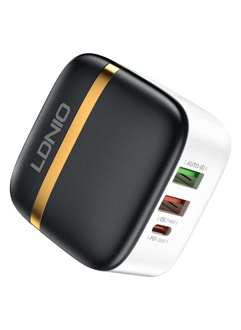 JAJEEK A3513Q High-Quality 3-Port USB Type-C 32W PD 20W Fast Charger – QC 3.0 Wall Adapter for Mobile Phones, Tablets, Laptops, Efficient Charging, Compact Design - Image 1