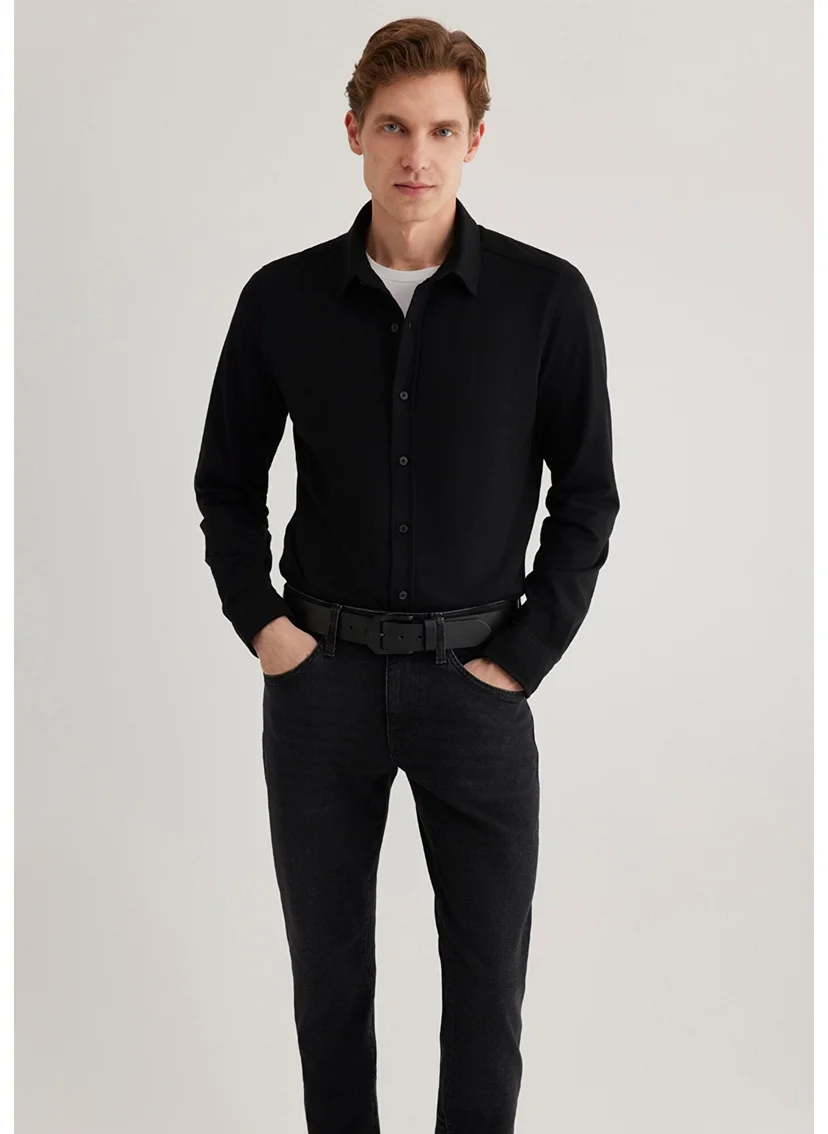 MAVI Blue Men's Black Knitted Shirt 0210294-900