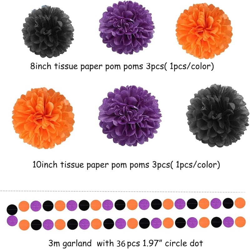 Halloween Tissue Pom Poms And Tassels Set For Horror Theme Party Home Decorations - Image 5