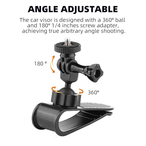 MTRoyaldia Car Sun Visor Mount for In-sta360 X5 X4 X3, Car Mount Inside Holder with Phone Clip for DJI Osmo Pocket 3/360 Action 5 Pro 4 3/Xtra Muse, Go-Pro POV Mount Vlog/Video Smartphone Accessories - Image 2