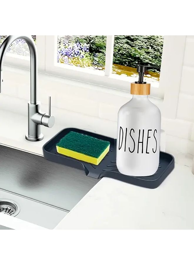 Black Soap Sponge Holder For Sink Counter Storage Rack With Drainage Tray And Dispenser - Image 4