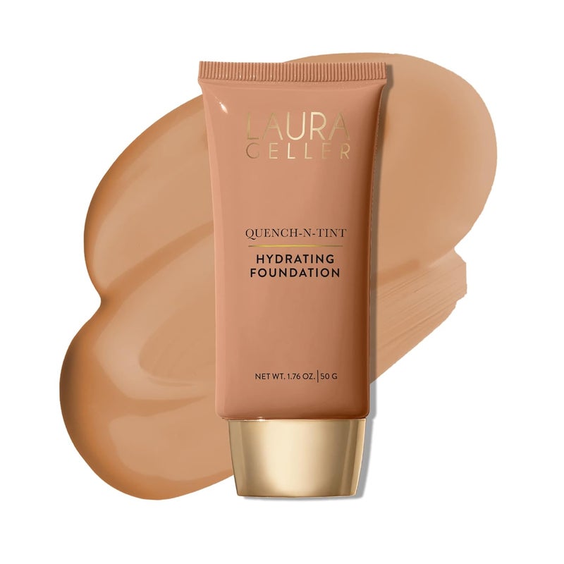 LAURA GELLER NEW YORK QuenchnTint Hydrating Foundation  MediumDeep  Sheer to Light Buildable Coverage  Natural Glow Finish  Lightweight Formula with Hyaluronic Acid