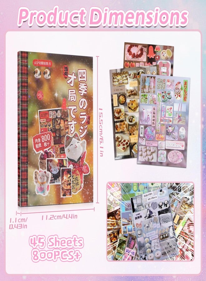 Bsenhe Japanese Sticker Book, 45 Sheets Romantic Memory Series Comic Books Style Material Decoration Anime Stickers, 800+ Designs in a Book for Scrapbooking Journaling Supplies (Four Seasons Radio) - Image 2