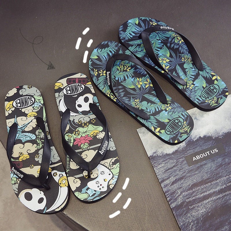 Clip Flip-Flops Men'S Summer Personality Social Student Fashion Non-Slip Korean Style Slippers Men'S Outfit Trendy Internet Celebrant Beach - Image 2
