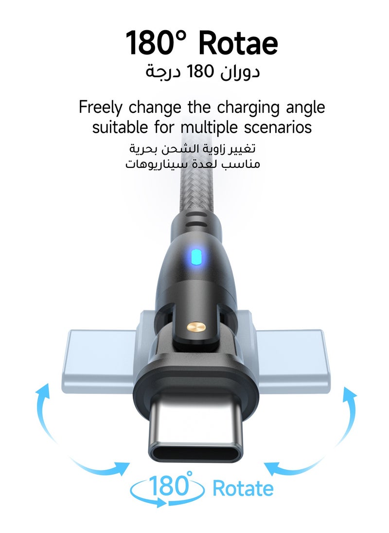 AL-WAHA AL-ZHABIA - 60W Fast Charging Cable 2M with Adapter - 180° Rotating Design & Heat-Resistant Material | Universal Compatibility for iPhone 15/16 Pro Max, Samsung S24/S23 Ultra, iPad, MacBook, PS5 Controller, Huawei | Durable 3A USB-C to USB-A Cable (Black) - Image 1