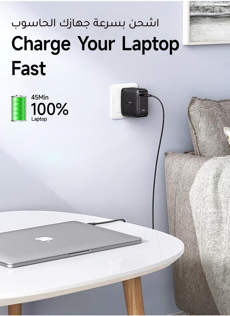 AL-WAHA AL-ZHABIA - 60W Fast Charging Cable 2M with Adapter - 180° Rotating Design & Heat-Resistant Material | Universal Compatibility for iPhone 15/16 Pro Max, Samsung S24/S23 Ultra, iPad, MacBook, PS5 Controller, Huawei | Durable 3A USB-C to USB-A Cable (Black) - Image 1