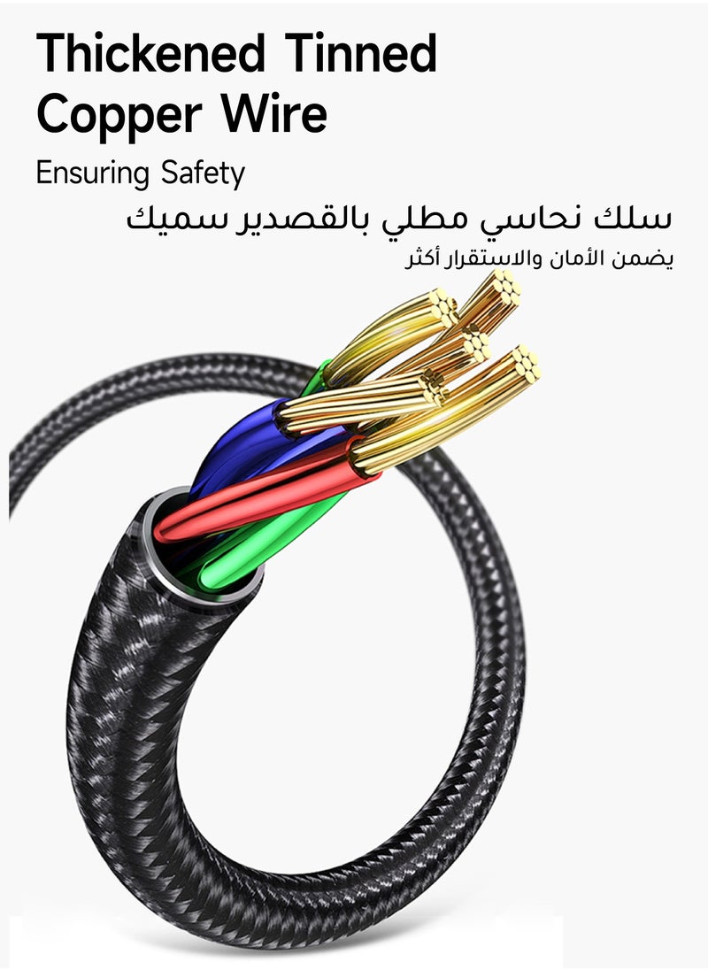 AL-WAHA AL-ZHABIA - 60W Fast Charging Cable 2M with Adapter - 180° Rotating Design & Heat-Resistant Material | Universal Compatibility for iPhone 15/16 Pro Max, Samsung S24/S23 Ultra, iPad, MacBook, PS5 Controller, Huawei | Durable 3A USB-C to USB-A Cable (Black) - Image 1