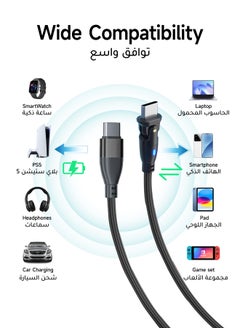 AL-WAHA AL-ZHABIA 60W Fast Charging Cable 2M with Adapter - 180° Rotating Design & Heat-Resistant Material | Universal Compatibility for iPhone 15/16 Pro Max, Samsung S24/S23 Ultra, iPad, MacBook, PS5 Controller, Huawei | Durable 3A USB-C to USB-A Cable (Black)  - Image 3