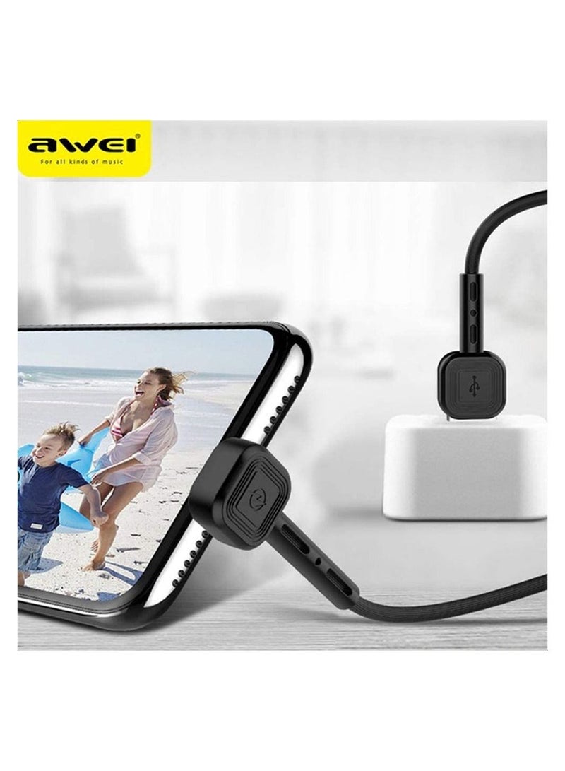 Awei Cl-67 2 In 1 Fast Charging Cable And Mobile Phone Holder - Black - Image 3
