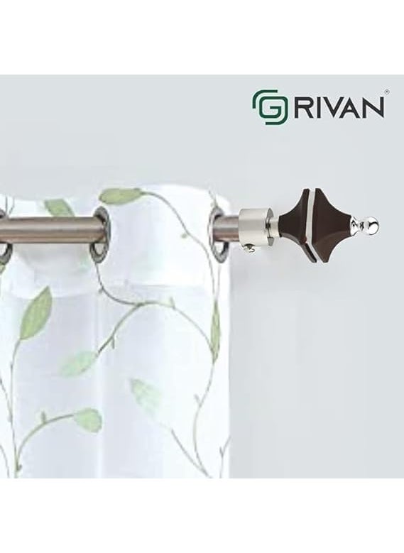 GRIVAN GRIVAN Stainless Steel ABS Curtain Bracket Parda Holder with Support 1 Inch Rod Pocket Finials Designer Door and Window Rod Support Fittings Curtain Rod Holder Pair of 2 Dark Brown  - Image 2