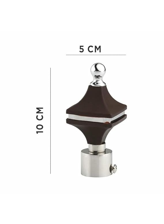 GRIVAN GRIVAN Stainless Steel ABS Curtain Bracket Parda Holder with Support 1 Inch Rod Pocket Finials Designer Door and Window Rod Support Fittings Curtain Rod Holder Pair of 2 Dark Brown  - Image 4
