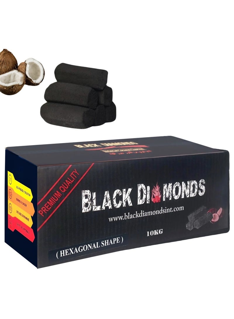Black Diamonds Coconut Shell Shape Hexogon Sticks 10 Kg Bulk Master Carton Long Lasting Premium Quality - Image 1