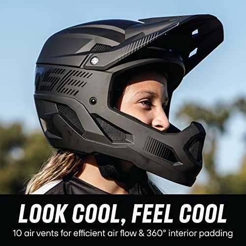 Mongoose Title Full Face Helmet, Large, Durable ABS Shell, Chin Guard, Full Coverage Padding, Vents for Airflow, Pivoting Visor, Goggle Strap Channel, BMX and Mountain Bike Helmet for Adult or Teen - Image 4
