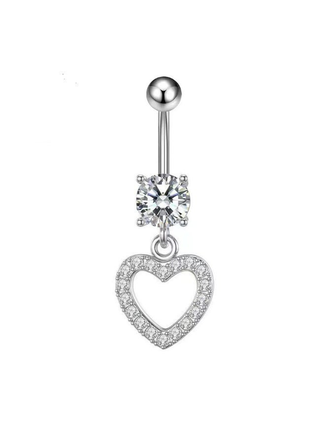 Bukela 6Pcs Silver Navel Rings for Women, Sparkling Crystal Zircon Belly Button Rings Set, Hypoallergenic Stainless Steel Piercing Jewelry for Daily Wear & Party - Image 4