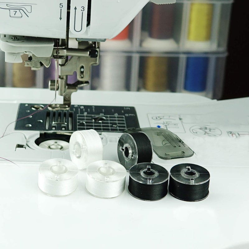 simthread 144pcs Embroidery Pre-Wound Bobbins Thread, Class 15 Type A Size SA156, Polyester White 60 wt, Bernina Pfaff Ambition BabyLock Brother Embroidery and Sewing Machines Plastic Side - Image 3