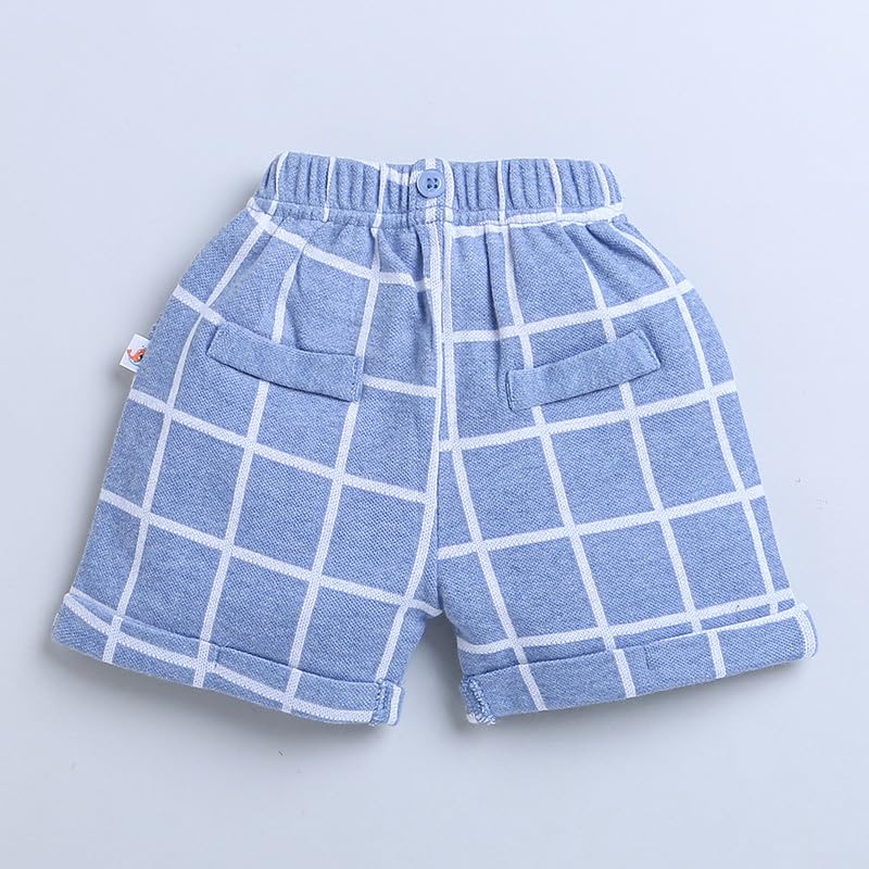 BUMZEE Sky Blue & White Boys Half Sleeves Shirt & Short Set With Bow Suspender & Cap Age - 18-24 Months - Cotton - Image 5