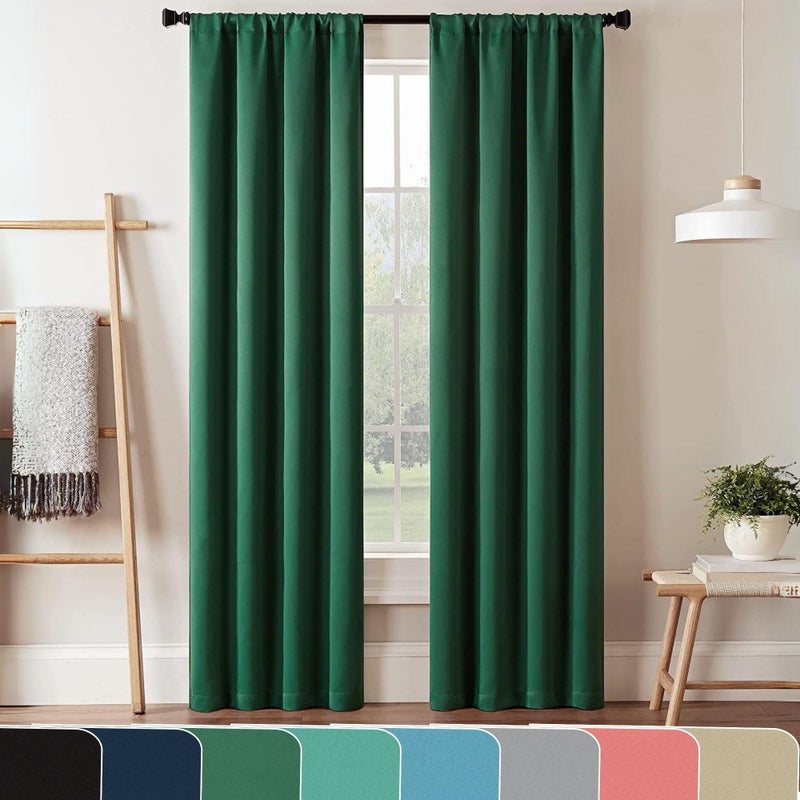 ECLIPSE Darrell Thermaweave Blackout Window Curtain Panel, 37" x 84", Emerald - Image 1