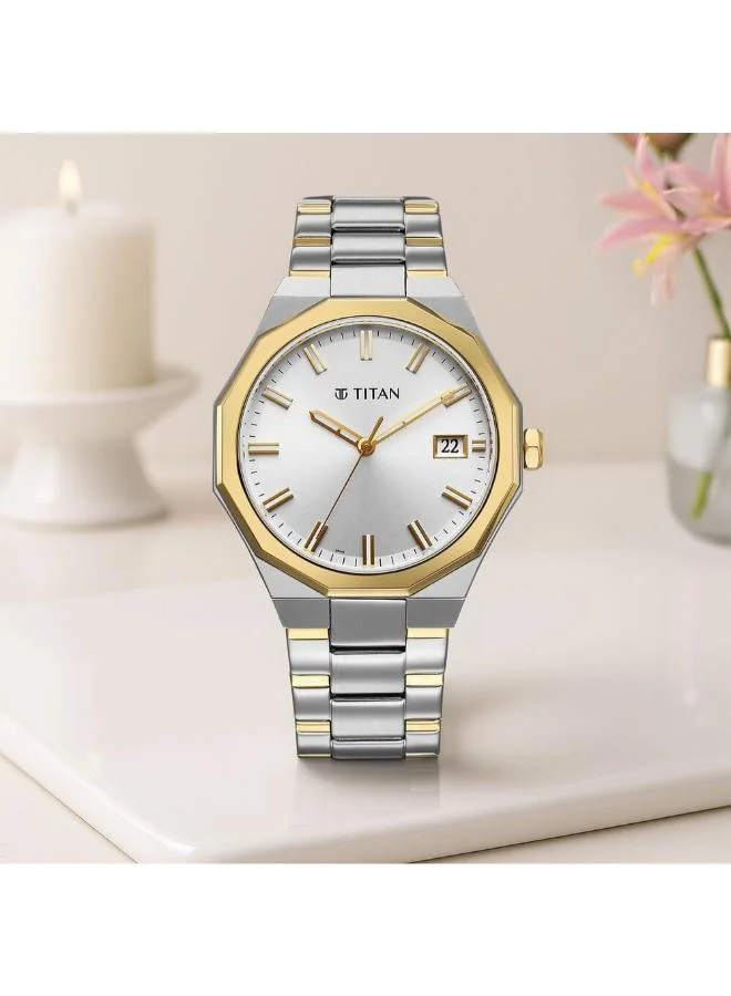 تيتان Men's Stainless Steel Analog Watch 90212BM01 - 40 mm