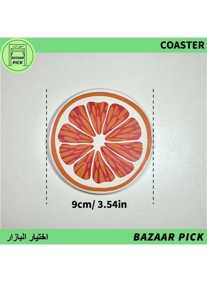 قاعدة أكواب سيراميك ماصة للمياه (9 سم) - كوستر بتصميم فواكه مع قاعدة فلين مانعة للانزلاق، مقاوم للحرارة لحماية الطاولة - Image 1