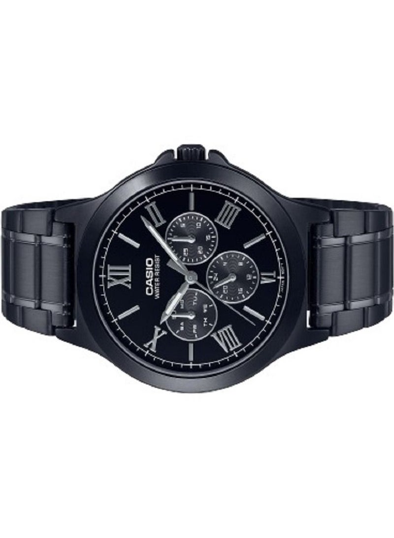 Casio Men Watch Analog Multi Hands Black Dial Stainless Steel Band MTP-V300B-1AUDF. - Image 2